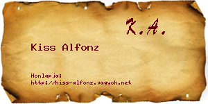 Kiss Alfonz névjegykártya
